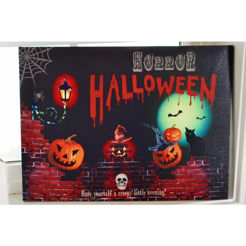 ハロウィン雑貨 光る ホラーナイト キャンバス ボード ハロウイン雑貨