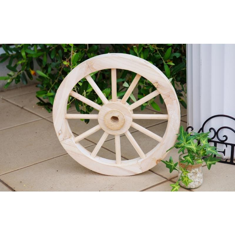 ガーデニング雑貨 車輪 木製 S 30cm ナチュラルホワイト 白