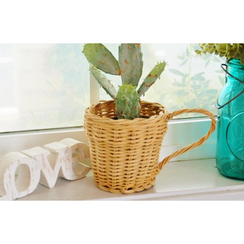 ラタン 籐 ポット バスケット マグカップ マグ S ガーデニング雑貨