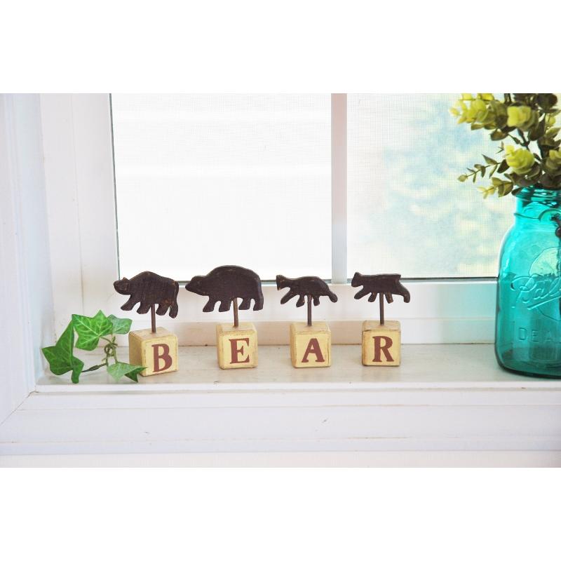 アメリカンカントリー木製クマの置物