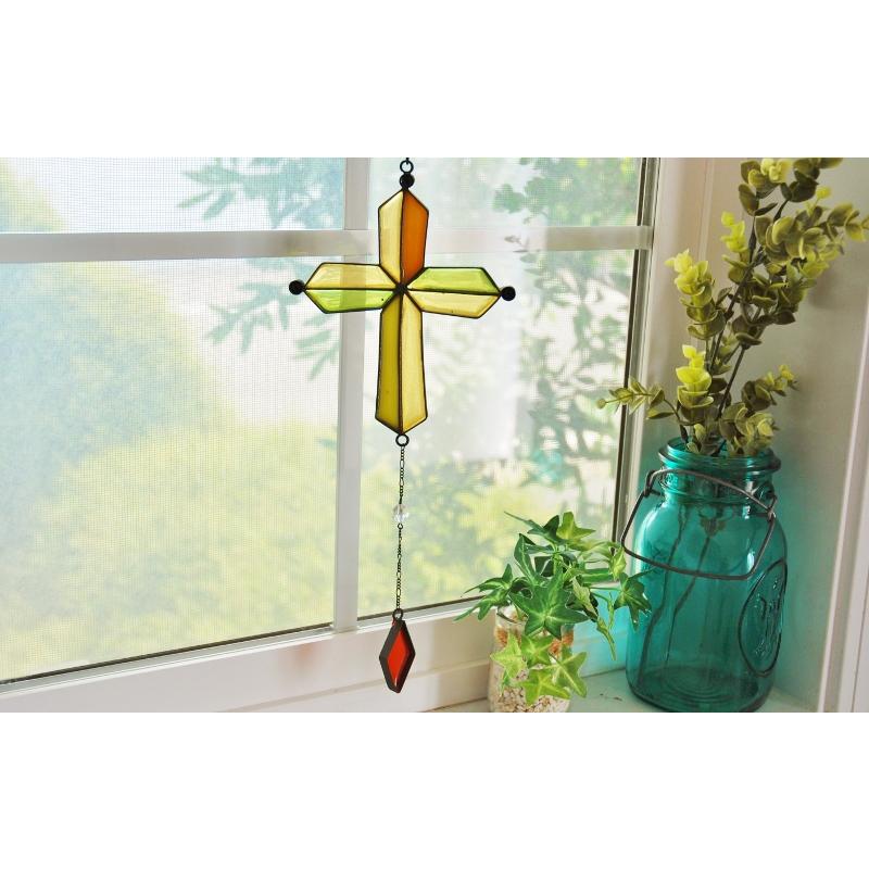 アメリカ ステンドグラス 花瓶キルト柄 グラスマスターズ社 桜のステンドグラスキルト - パッチワーク・ウェンディーズ