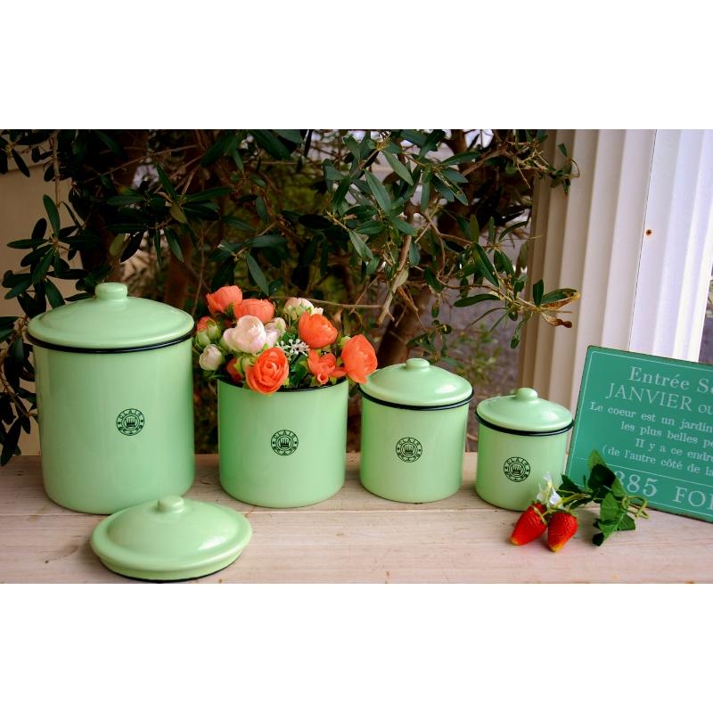 キャニスター 4個セット ホーロー エナメル グリーン 琺瑯 ナチュラル