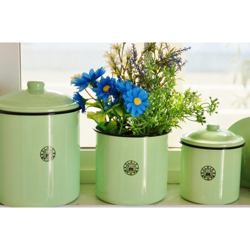 キャニスター 4個セット ホーロー エナメル グリーン 琺瑯 ナチュラル