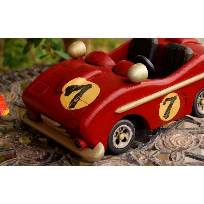 ウッドスポーツカー レトロ アンティーク 木製 玩具 レーシングカー 