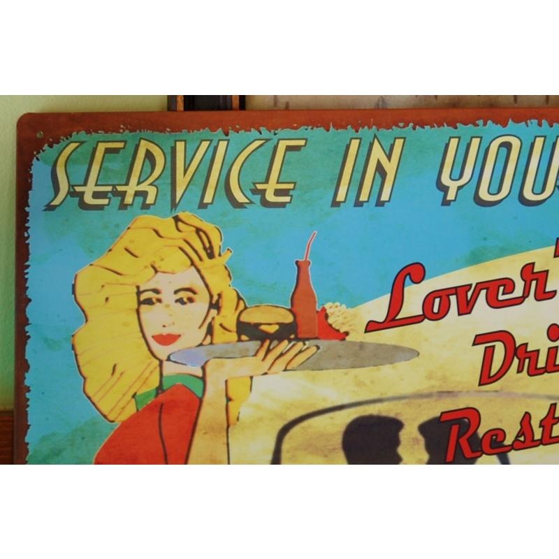 TINサイン レトロ ブリキ看板 サイン サービスカー レディ 70年代