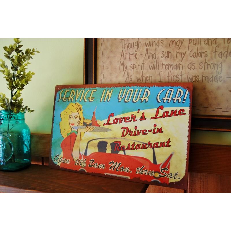TINサイン レトロ ブリキ看板 サイン サービスカー レディ 70年代
