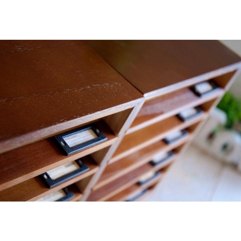 書類ケース レトロ 6段 ダークブラウン 木製 No.12 国産 書類棚
