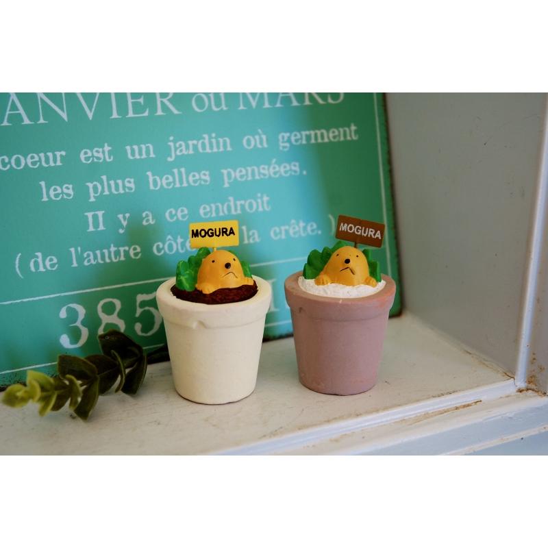 ガーデニング雑貨 送料無料 陶器ミニチュア もぐら2個セット Mogu ゆう