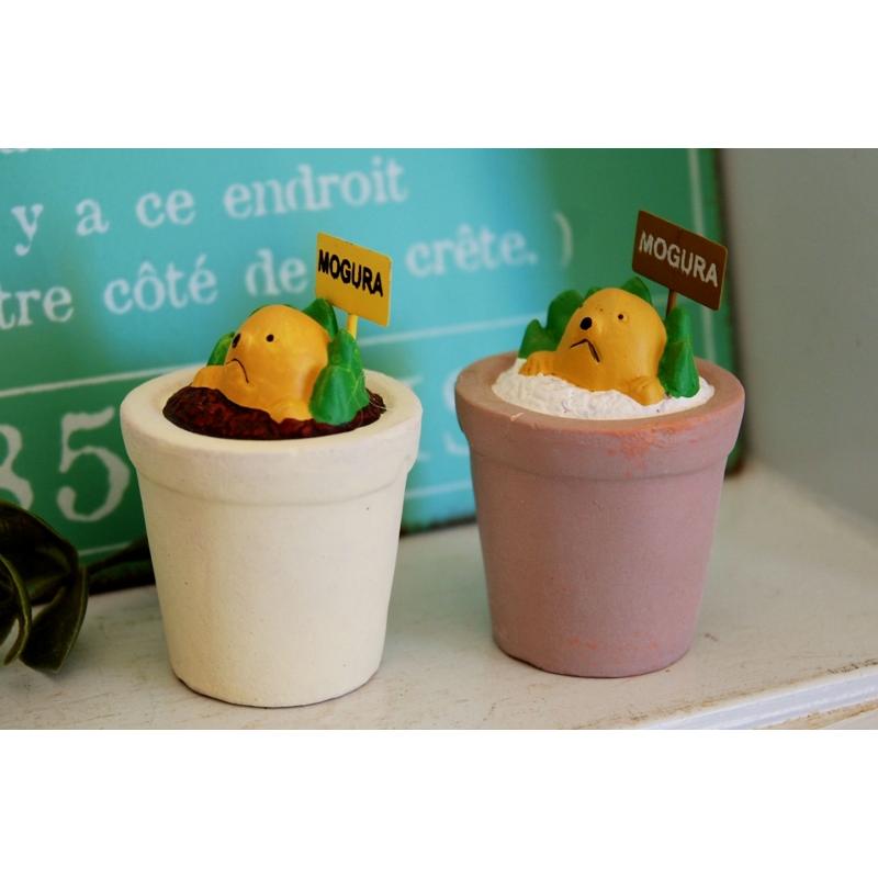 ガーデニング雑貨 送料無料 陶器ミニチュア もぐら2個セット Mogu ゆう