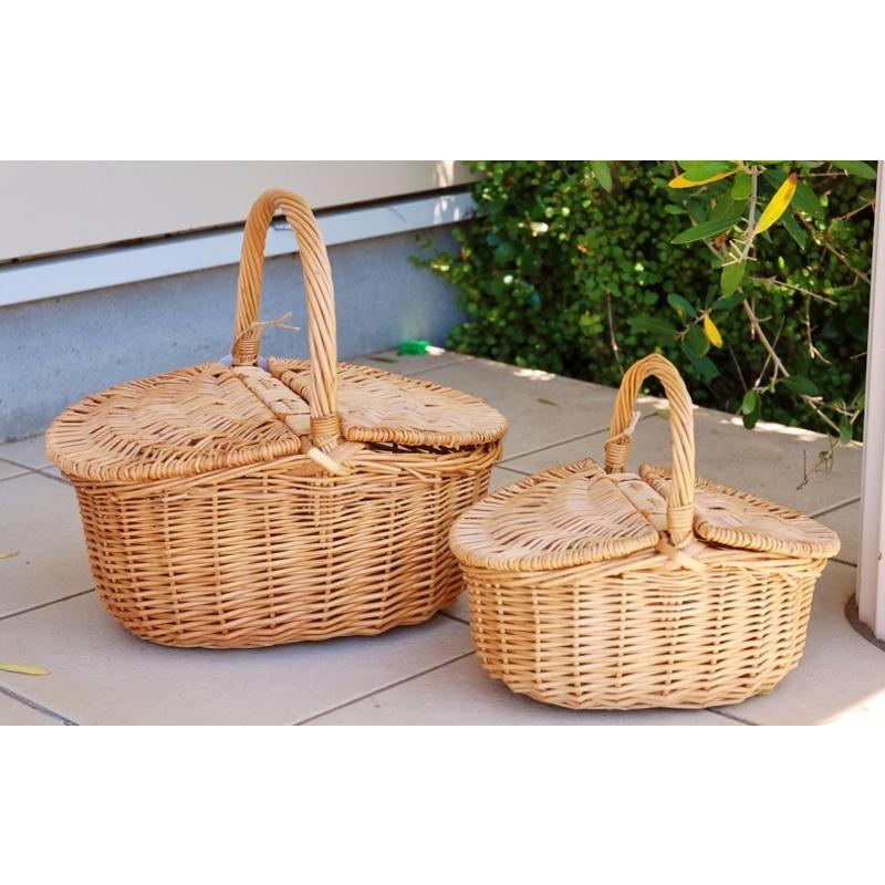 ピクニックバスケット L 大きい レトロ 可愛い ふた付き ナチュラル