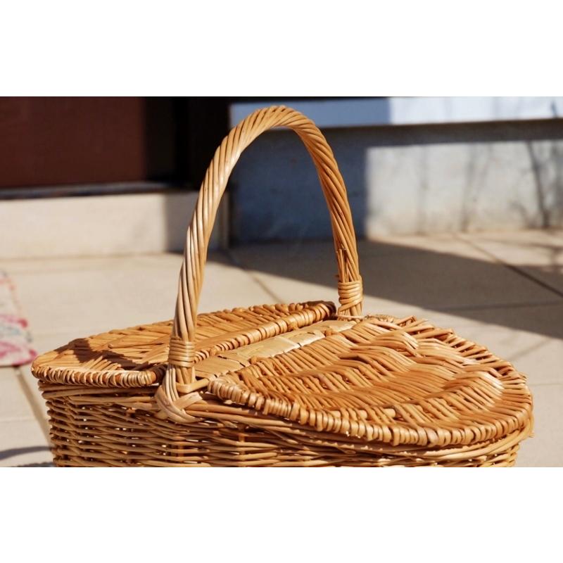 レトロ　希少　バスケット　4点セット　おまけ付き　アンティーク ピクニックバスケット L 大きい レトロ 可愛い ふた付き ナチュラル