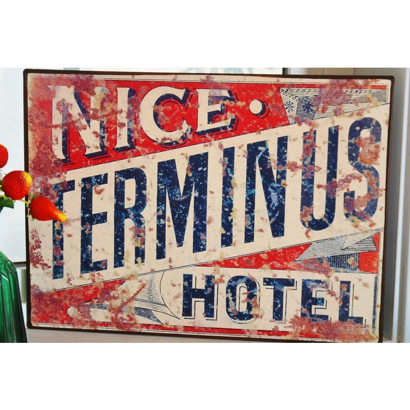 NICE INN レトロサイン 約60cm x 60cm ブリキサイン ガーデニング 雑貨 アンティーク プレート 壁掛け サイン
