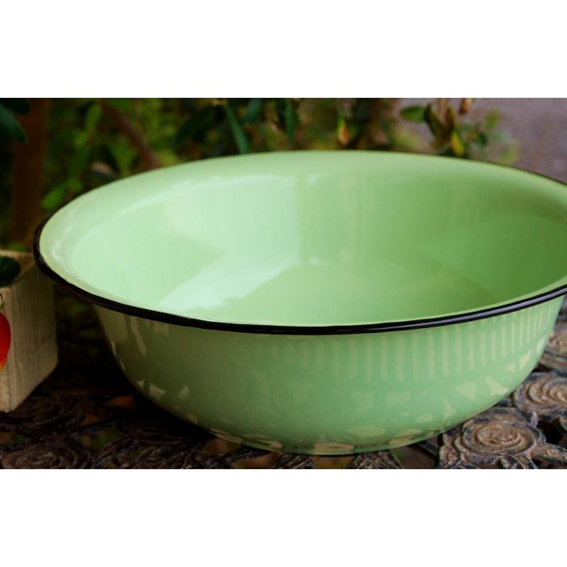 洗面器 ホーロー製 洗面ボウル 琺瑯 きれいな色 エナメル グリーン