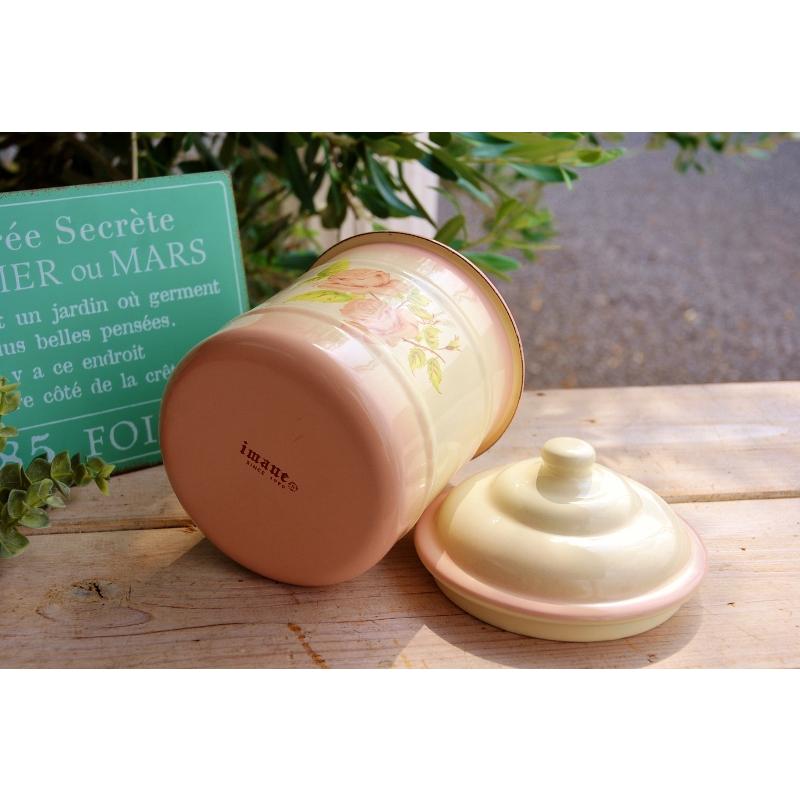 アンティーク・イマン imane ダイアナローズ ビードキャニスター (L) 国産品 協和工業 琺瑯 ホーロー 未使用 フレンチ雑貨 インテリア雑貨 日本製 オブジェ 飾り_10