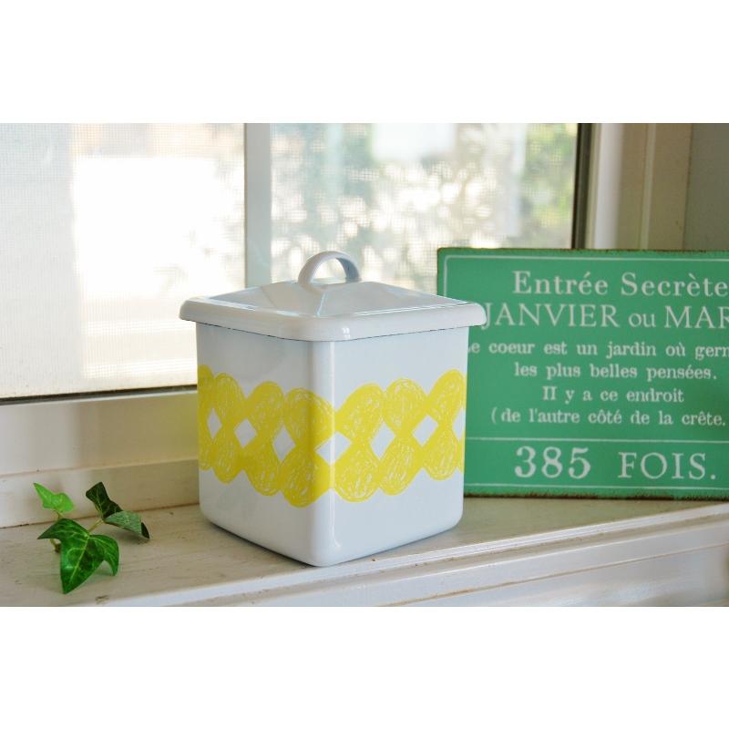 キャニスター 北欧デザイン KUKKA レモンイエロー フラワー スクエア
