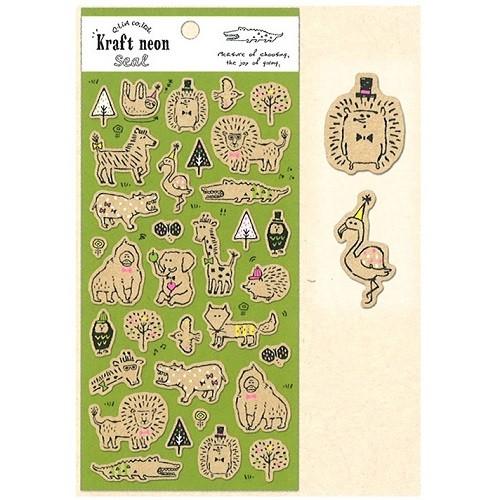 クラフト+ネオンのシール サファリ 01185/あにまるステッカー/動物