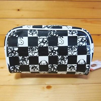 SNOOPY（スヌーピー） BOX型ラウンドジップペンケース（白＆黒） 筆箱