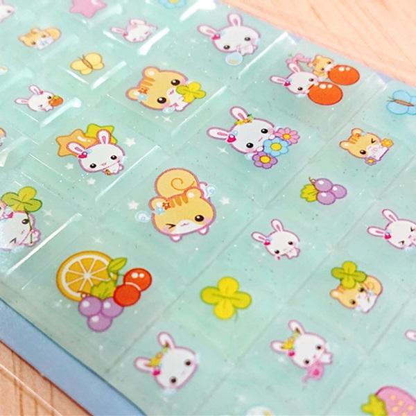ブロックシール カットピースシール フワフワらびちゃん/ブルー 127445