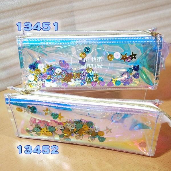 オーロラ×きらきらスパンコール入 スパークルペンポーチ（パイン