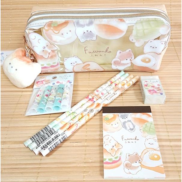 ふわんこ 文具セット ペンケース+鉛筆消しゴム メモ 8点（いやいや