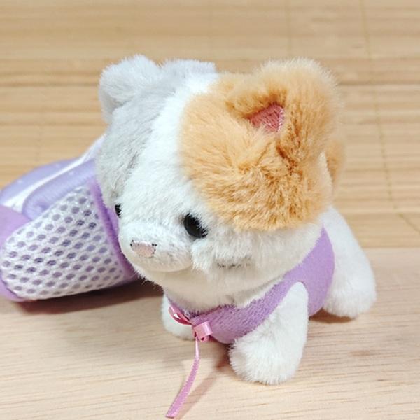 バッグに入った可愛いあにまる ぬいぐるみキーホルダー（みけねこ