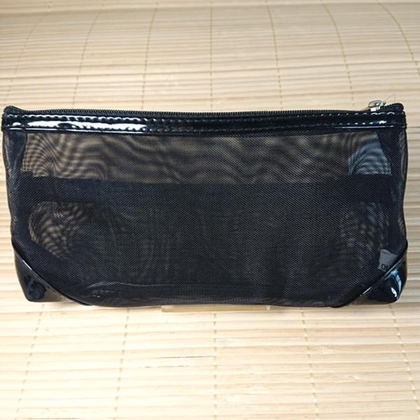 タイトル：黒メッシュポーチ ペンケース/化粧ポーチとして使用可 中の小物が見えます！メッシュ ポーチ ペンケース（ブラック）17910/外