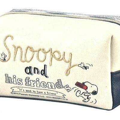SNOOPY（スヌーピー） BOXペンポーチ（ボーダーネイビー）内ポケット
