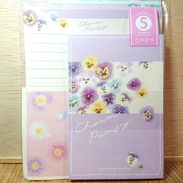 5柄入り レターセット チャーム パンジー 2627 お手紙セット 花柄 可愛いレター ボリュームレター 2627 雑貨のぱんぷきん 通販 Yahoo ショッピング