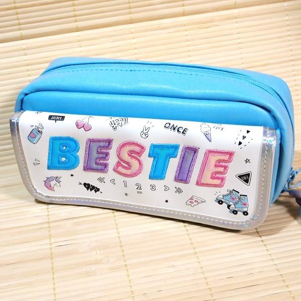 可愛い筆箱 フロントフラップペンケース Allround Beauty ブルー フタ付きポケット Bestie 雑貨のぱんぷきん 通販 Yahoo ショッピング