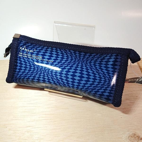 KANGOL（カンゴール）チェック 三角 ミニペンケース（ブルー