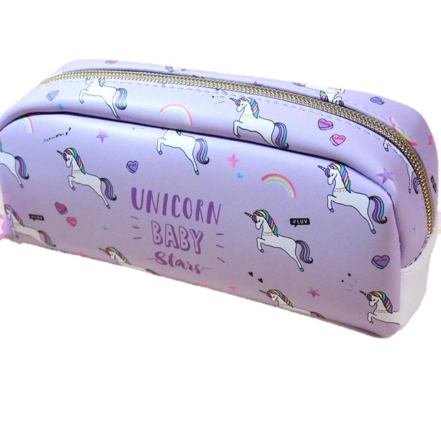 ユニコーン レインボー柄 Boxペンポーチ ユニコーンベイビースターズ パープル 筆箱 雑貨のぱんぷきん 通販 Yahoo ショッピング