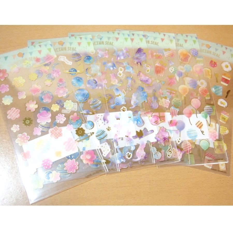 対鏡貼花シリーズ　INS枠PETステッカー　シール　6種　180枚 トレーシングシール 7点セット 46464-8/お花 コズミック キャット