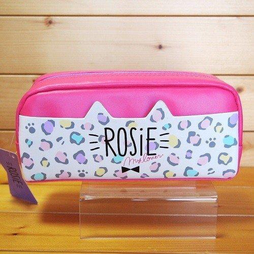 ヒョウ柄外ポケットあり ボックス型ペンケース（ロージーマイラバー