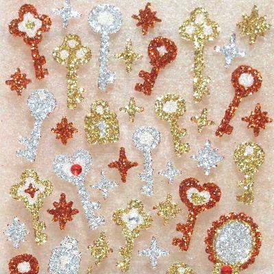 キラカワ グリッターシール ラメ（シャイニーキー）ラインストーン付き