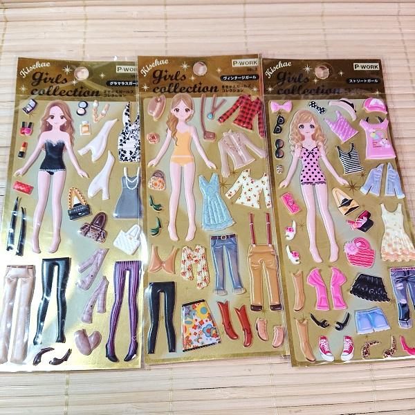 ぷっくり可愛い きせかえシール ガールズコレクション Aセット 6枚
