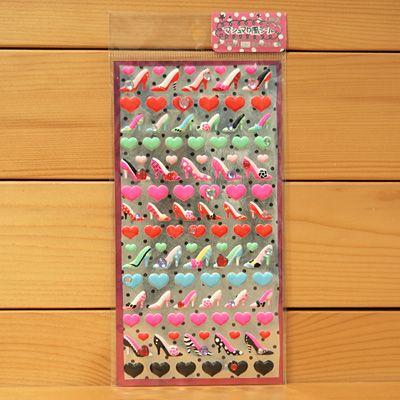 ラインストーン マシュマロシール 74055/ハイヒール ハート ぷっくり