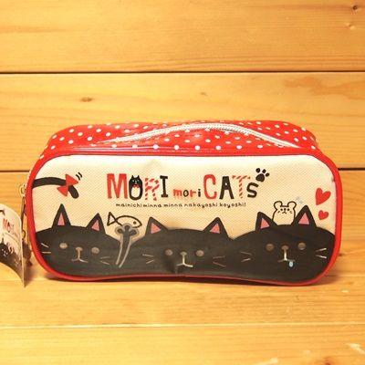 ねこ ボックス型ペンポーチ（モリモリキャッツ 赤）83520/ペンケース