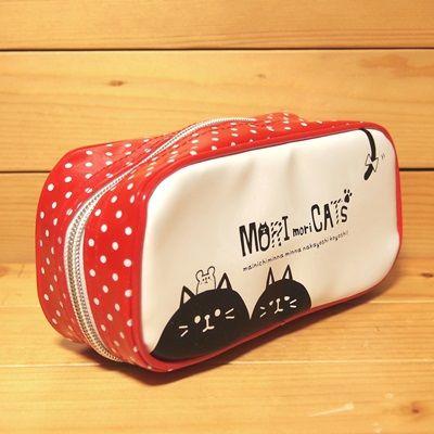 ねこ ボックス型ペンポーチ（モリモリキャッツ 赤）83520/ペンケース
