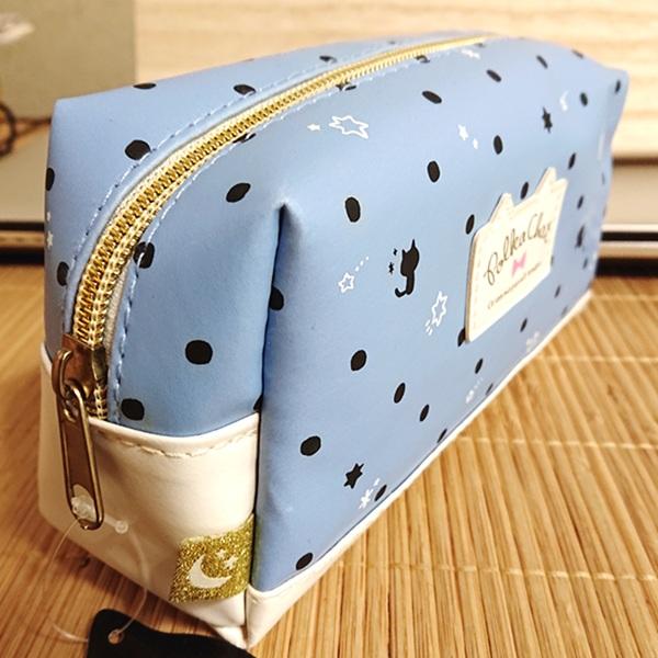 【エマ】フールトゥ・ペンポーチ (ペンケース ポーチ 小物入れ) ねこ＆ドット ペンケース ペンポーチ（ポルカシャ/ブルー）94784/筆箱