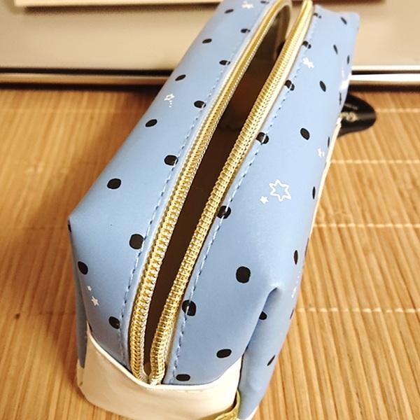 ねこ＆ドット ペンケース ペンポーチ（ポルカシャ/ブルー）94784/筆箱
