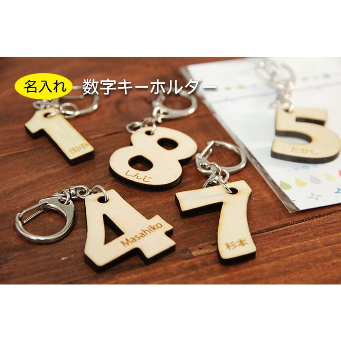 数字型 木製 名入れ オリジナルキーホルダー レーザー加工 プレゼント