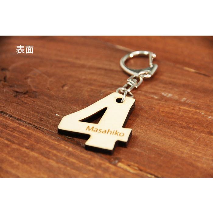 数字型 木製 名入れ オリジナルキーホルダー レーザー加工 プレゼント