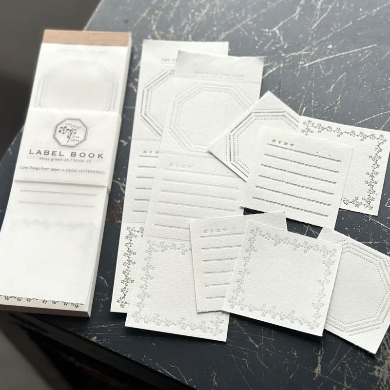 大枝活版室ラベルブック モスグリーン＆シルバー : 文具雑貨ショップ