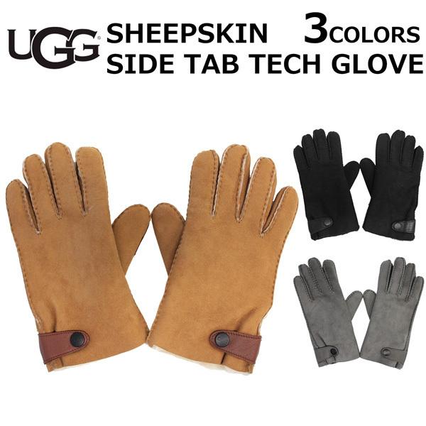 UGG アグ SHEEPSKIN SIDE TAB TECH GLOVE シープスキン サイド タブ テック グローブ 手袋 スマホ対応 スマホ タッチパネル対応 撥水加工 メンズ 18713 父の日｜zakka-tokia