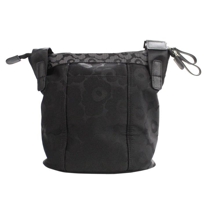 値下げ。マリメッコ　黒 花柄エンボス加工 ショルダーバッグ marimekko 並行輸入品 マリメッコ Carry All Shoulder Bag