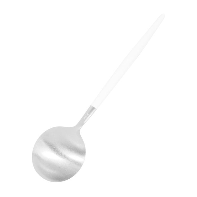 Cutipol クチポール GOA ゴア Dessert spoon デザートスプーン ホワイト 白 シルバー キッチン用品 スプーン カトラリー おしゃれ GO08 プレゼント ギフト｜zakka-tokia｜02