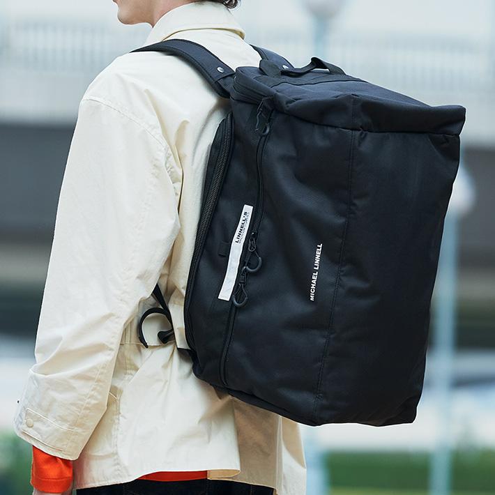 【未使用】MICHAEL LINNELL ボストンリュック ブラックホワイト MICHAEL LINNELL（マイケルリンネル） Boston Ruck ボストンリュック