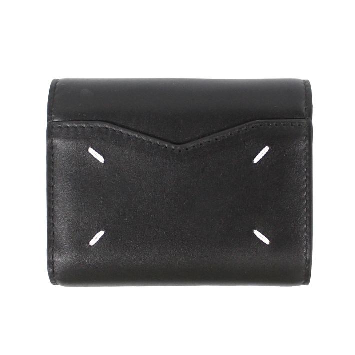 Maison Margiela メゾン マルジェラ ZIP COMPACT TRI FOLD 三つ折り財布 ウォレット レディース ブラック レザー  本革 S56UI0136 P4985 T8013 プレゼント