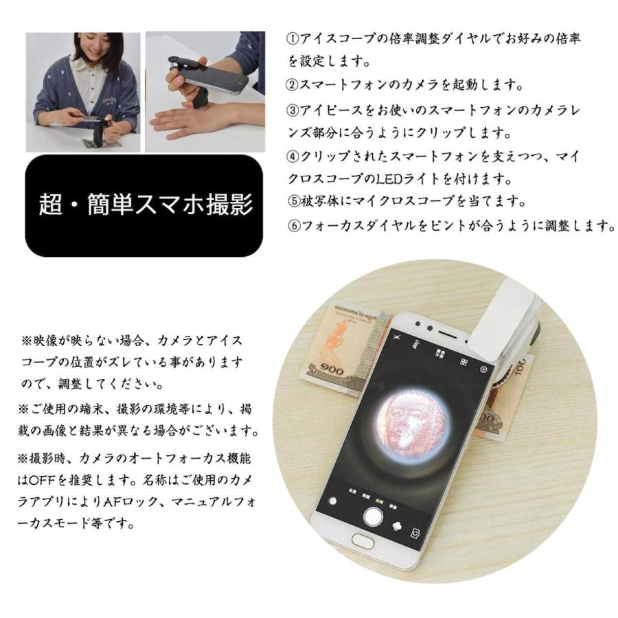 Huofu ハンディ顕微鏡 拡大鏡 80 1倍 マイクロスコープ Ledライト付 ルーペ スマホ撮影 クリップ式 子供 小学生用 学習