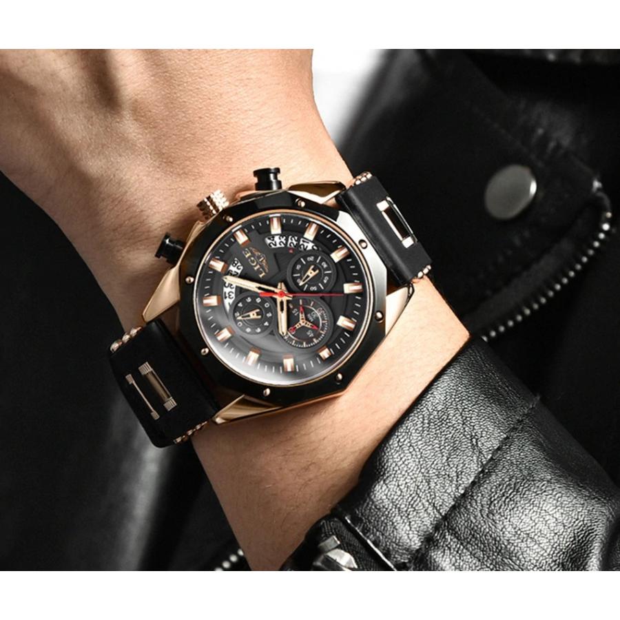 2021 lige新ファッションメンズ腕時計トップブランドの高級シリコンスポーツ腕時計メンズクォーツ日付時計防水腕時計クロノグラフ｜zakkafactory｜11